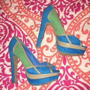 Blue & Green Heels